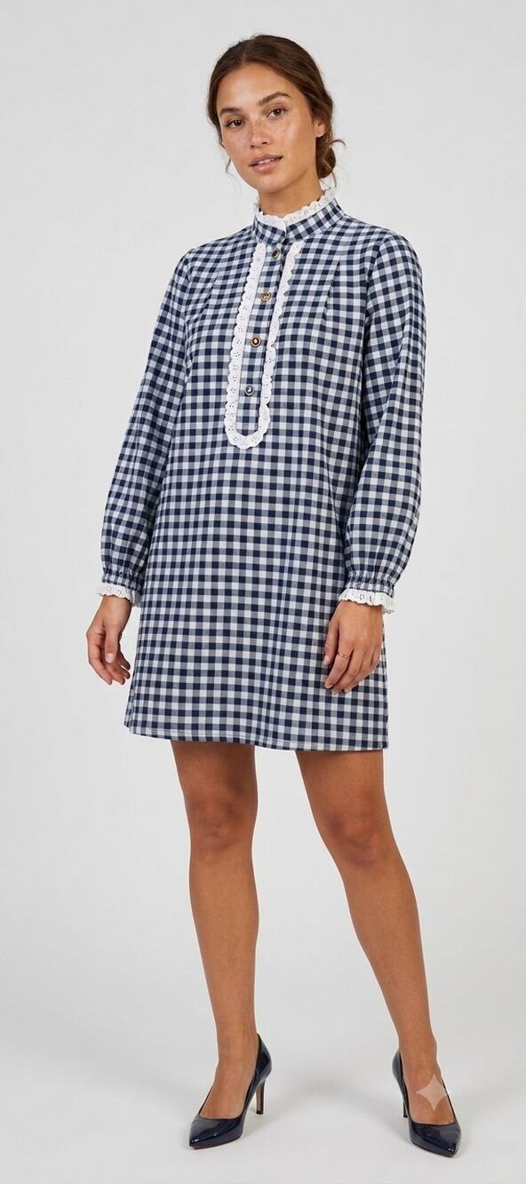 Buru Cotton Blue Plaid Shirt Flannel Dress Medium